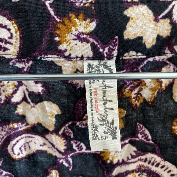 Intimately Free People Bodysuit Womens Small Black Call Me Later Ruffle Floral - Picture 5 of 10